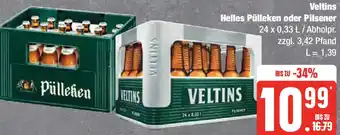 Edeka Veltins Helles Pülleken oder Pilsener 24 x 0,33 L / Abholpr. Angebot