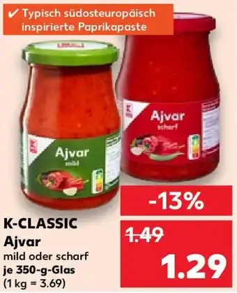 Kaufland K-CLASSIC Ajvar 350 g Glas Angebot