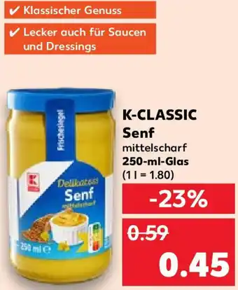 Kaufland K-CLASSIC Senf 250 ml Glas Angebot