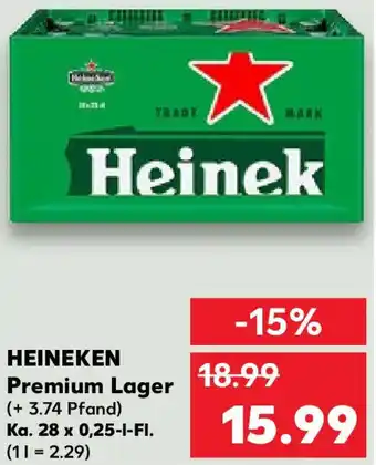 Kaufland HEINEKEN Premium Lager Ka. 28x0,25 L-Fl. Angebot