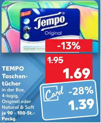 Kaufland TEMPO Taschentücher 90-100 St. Packg. Angebot