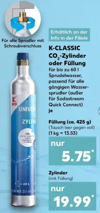 Kaufland K-CLASSIC CO₂-Zylinder oder Füllung Angebot