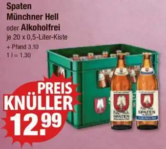 V Markt Spaten Münchner Hell oder Alkoholfrei je 20 x 0,5-Liter-Kiste Angebot