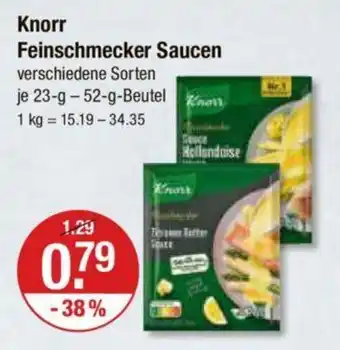 V Markt Knorr Feinschmecker Saucen je 23-g-52-g-Beutel Angebot