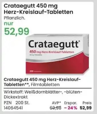 REWE PETZ Crataegutt 450 mg Herz Kreislauf Tabletten Angebot