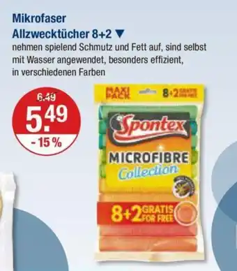 V Markt Spontex Mikrofaser Allzwecktücher 8+2 Angebot