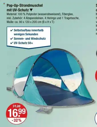 V Markt Pop-Up-Strandmuschel mit UV-Schutz Angebot