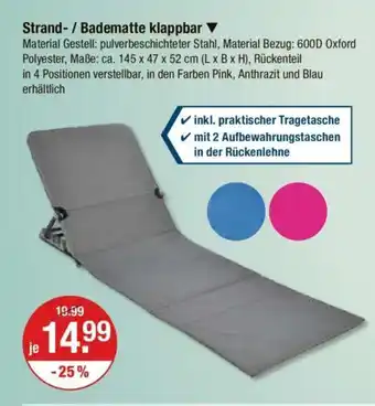 V Markt Strand-/Badematte klappbar Angebot