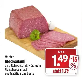 Wasgau Marten Blocksalami 100g Angebot