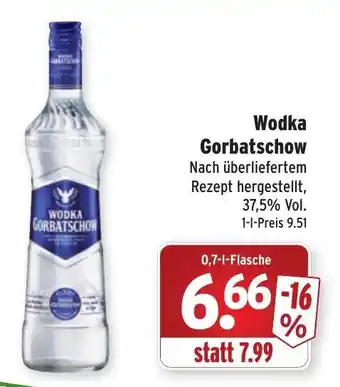 Wasgau Wodka Gorbatschow 0,7L Angebot