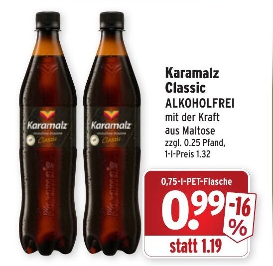 Karamalz Classic Alkoholfrei 0,75L Angebot bei Wasgau