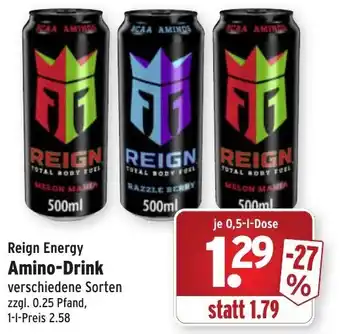 Wasgau Reign Energy Amino Drink 0,5L Angebot