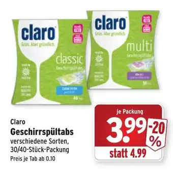 Wasgau Claro Geschirrspültabs Angebot