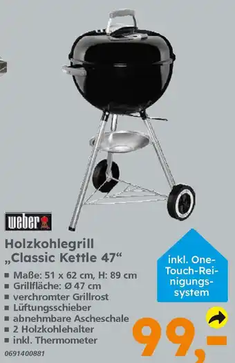 Globus Baumarkt Weber Holzkohlegrill ,,Classic Kettle 47" Angebot