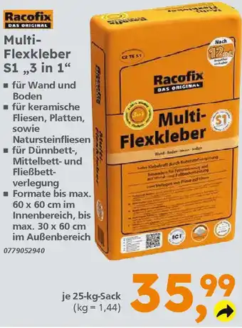 Globus Baumarkt Racofix Multi Flexkleber S1 ,,3in1" 25 kg Sack Angebot