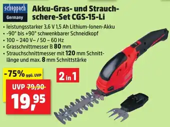 Thomas Philipps Scheppach Akku-Gras und Strauchschere-Set CGS-15-Li Angebot