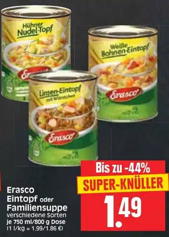 Edeka Herkules Erasco Eintopf oder Familiensuppe 750ml/800g Angebot