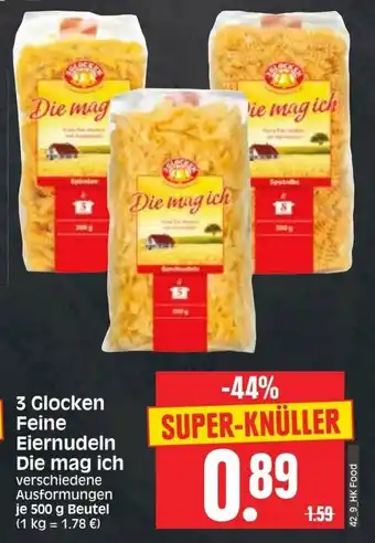 Edeka Herkules 3 Glocken Feine Eiernudeln Die mag ich 500g Beutel Angebot