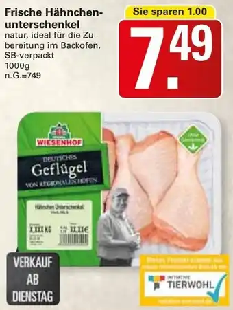 WEZ Frische Hähnchenunterschenkel 1000 g Angebot