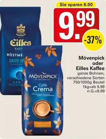 WEZ Mövenpick oder Eilles Kaffee 750/1000g Beutel Angebot