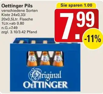 WEZ Oettinger Pils Kiste 24x0,33/ 20x0,5Ltr. Flasche Angebot