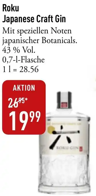 Galeria Markthalle Roku Japanese Craft Gin 0,7 L Flasche Angebot