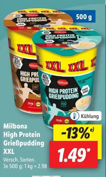 Lidl Milbona High Protein Grießpudding XXL 500 g Angebot