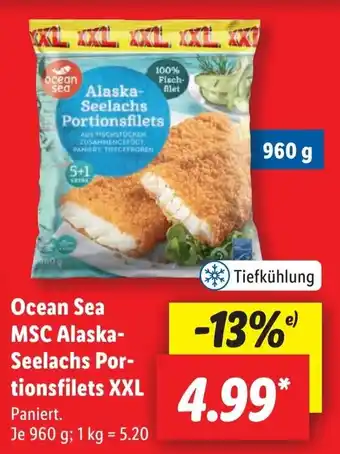 Lidl Ocean Sea MSC Alaska- Seelachs Por- tionsfilets XXL 960 g Angebot