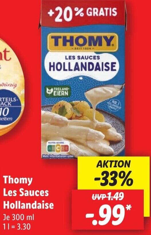 Thomy Les Sauces Hollandaise 300 ml Angebot bei Lidl