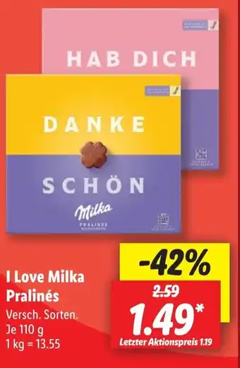 Lidl I Love Milka Pralinés 110 g Angebot