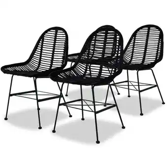 ManoMano 4 Stk. Esszimmerstühle, Küchenstuhl, Wohnzimmerstuhl Natur Rattan Schwarz LLOAQ187526 Maisonchic Angebot