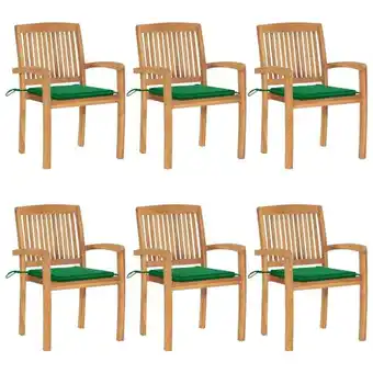 ManoMano 6 Stk. Stapelbare Gartenstühle, Gartensessel, Gartenmöbel, Liegestühle mit Kissen Massivholz Teak LLOAQ226302 Maisonchic Angebot