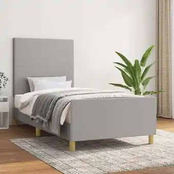 ManoMano Maisonchic - Bettgestell mit Kopfteil, Einzelbett, Bettrahmen, Schlafzimmerbett Hellgrau 100x200 cm Stoff LLLA325515 Angebot