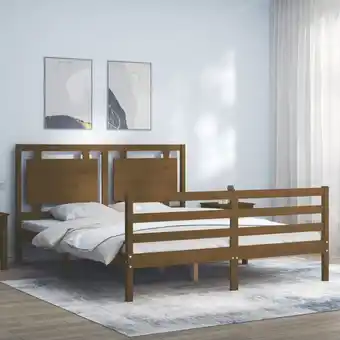 ManoMano Massivholzbett mit Kopfteil, Doppelbett, Schlafzimmerbett, Bettgestell Honigbraun LLLA501232 Maisonchic Angebot