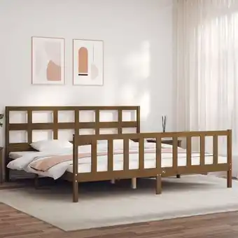 ManoMano Massivholzbett mit Kopfteil,Schlafzimmerbett,Doppelbett,Bett für Jugendliche,Erwachsene, ältere Menschen Honigbraun 200x200 c Angebot