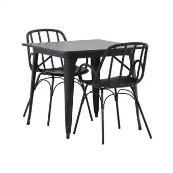 ManoMano Tempe Essgruppe Tisch schwarz und 2 Dyrön Stühle schwarz Angebot