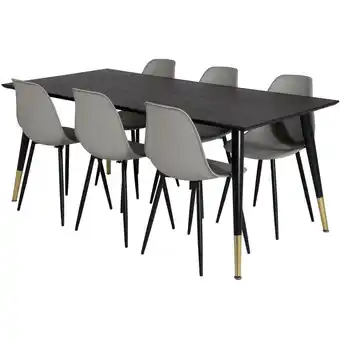 ManoMano Dipp180x90BLBR Essgruppe Esstisch schwarz und 6 Polar Esszimmerstühle grau Angebot