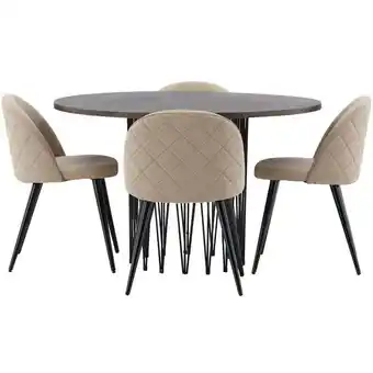 ManoMano Stone Essgruppe Tisch mocca und 4 Velvet Stühle beige Angebot