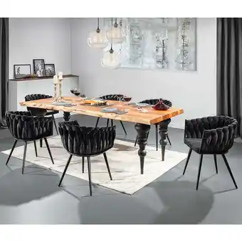 ManoMano Esszimmer Sitzgruppe 240 cm Massivholz Esstisch mit 6 Stühlen TARRAS-123 modernes Design - braun Angebot