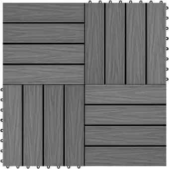 ManoMano Longziming - 11 Stk. Terrassenfliesen geprägtes wpc 30x30cm 1qm Grau Angebot