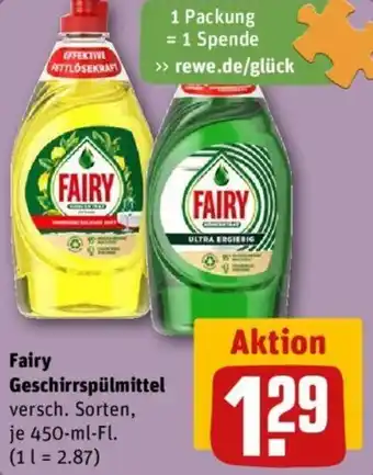 REWE Kaufpark Fairy Geschirrspülmittel 450 ml Fl. Angebot