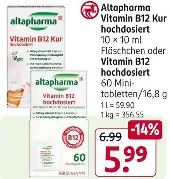 Rossmann Altapharma Vitamin B12 Kur hochdosiert oder Vitamin B12 hochdosiert Angebot