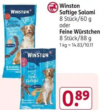 Rossmann Winston Saftige Salami 8 Stück/60 g oder Feine Würstchen 8 Stück/88 g Angebot