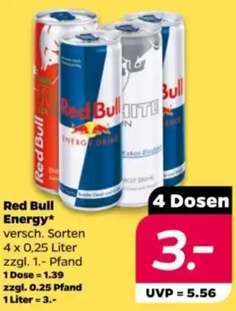 NETTO Red Bull Energy 4 x 0,25 Liter Angebot