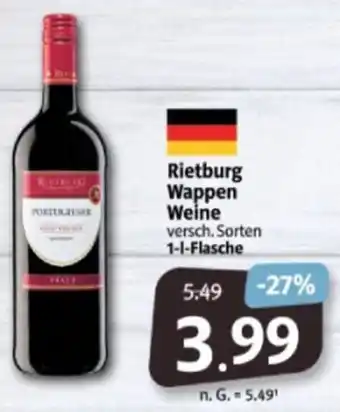 Markant Markt Rietburg Wappen Weine 1 L Flasche Angebot