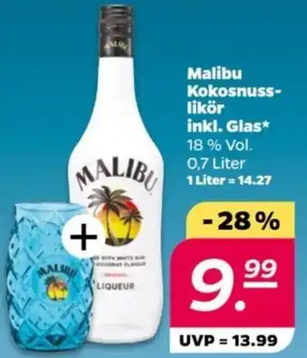 NETTO Malibu Kokosnusslikör inkl. Glas 0,7 Liter Angebot