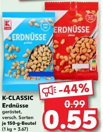 Kaufland K-CLASSIC Erdnüsse 150-g-Beutel Angebot