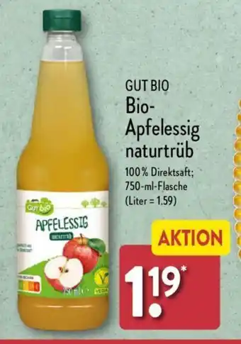 Aldi Nord GUT BIO Bio-Apfelessig naturtrüb 100% Direktsaft; 750-ml-Flasche Angebot