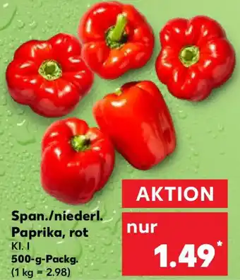 Kaufland Span./niederl. Paprika, rot 500-g-Packg. Angebot