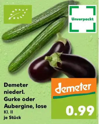 Kaufland Demeter niederl. Gurke oder Aubergine, lose Angebot